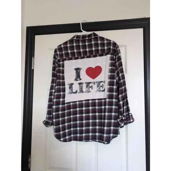 Tops - Medium/large I love life flannel